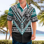 New Zealand Maori Rugby Custom Hawaiian Shirt Aotearoa Koru Geometric - Oceanic Color
