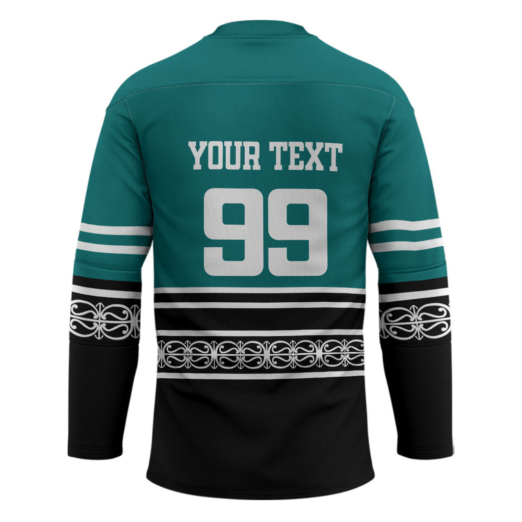 New Zealand Maori Rugby Custom Hockey Jersey Aotearoa Koru Geometric - Oceanic Color