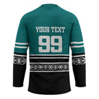 New Zealand Maori Rugby Custom Hockey Jersey Aotearoa Koru Geometric - Oceanic Color