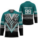 New Zealand Maori Rugby Custom Hockey Jersey Aotearoa Koru Geometric - Oceanic Color