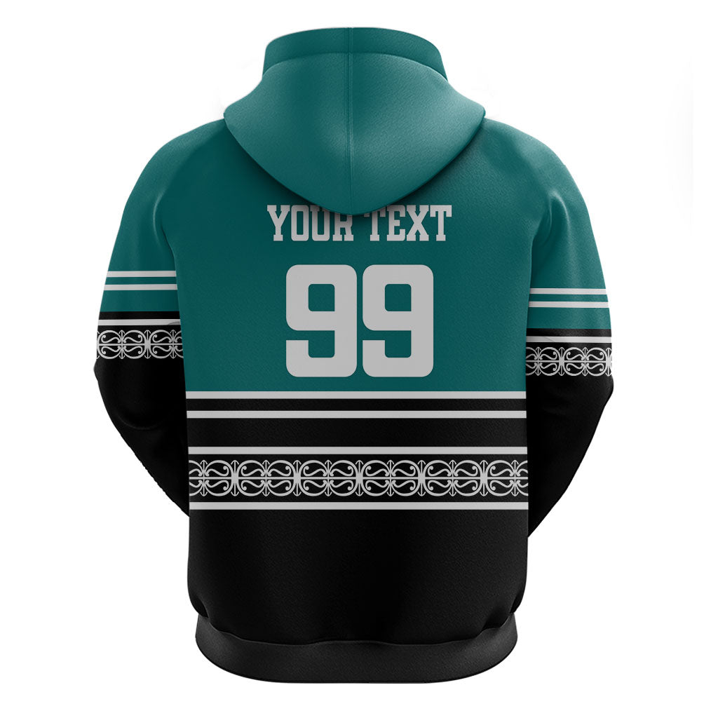 New Zealand Maori Rugby Custom Hoodie Aotearoa Koru Geometric - Oceanic Color