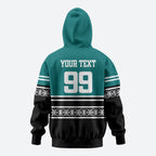 New Zealand Maori Rugby Custom Hoodie Aotearoa Koru Geometric - Oceanic Color