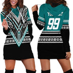 New Zealand Maori Rugby Custom Hoodie Dress Aotearoa Koru Geometric - Oceanic Color