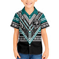 New Zealand Maori Rugby Custom Kid Hawaiian Shirt Aotearoa Koru Geometric - Oceanic Color