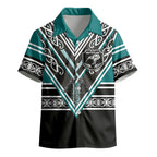 New Zealand Maori Rugby Custom Kid Hawaiian Shirt Aotearoa Koru Geometric - Oceanic Color