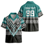 New Zealand Maori Rugby Custom Kid Hawaiian Shirt Aotearoa Koru Geometric - Oceanic Color