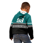 New Zealand Maori Rugby Custom Kid Hoodie Aotearoa Koru Geometric - Oceanic Color