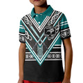 New Zealand Maori Rugby Custom Kid Polo Shirt Aotearoa Koru Geometric - Oceanic Color