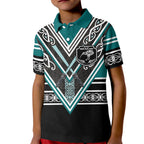 New Zealand Maori Rugby Custom Kid Polo Shirt Aotearoa Koru Geometric - Oceanic Color