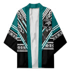 New Zealand Maori Rugby Custom Kimono Aotearoa Koru Geometric - Oceanic Color