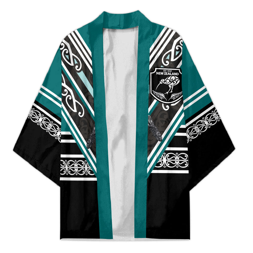 New Zealand Maori Rugby Custom Kimono Aotearoa Koru Geometric - Oceanic Color
