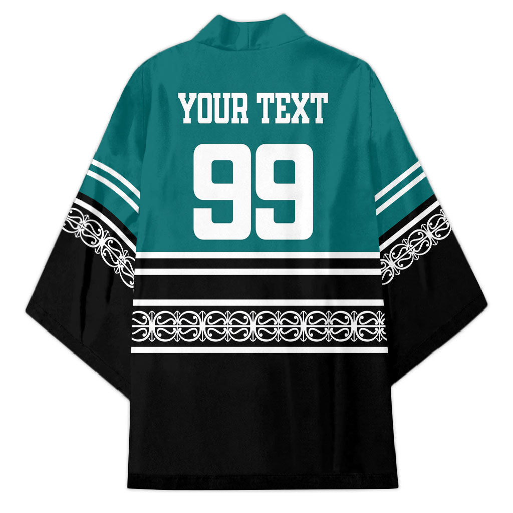 New Zealand Maori Rugby Custom Kimono Aotearoa Koru Geometric - Oceanic Color