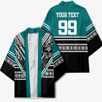 New Zealand Maori Rugby Custom Kimono Aotearoa Koru Geometric - Oceanic Color