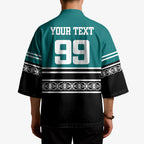 New Zealand Maori Rugby Custom Kimono Aotearoa Koru Geometric - Oceanic Color