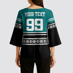 New Zealand Maori Rugby Custom Kimono Sleeve Blouse Aotearoa Koru Geometric - Oceanic Color