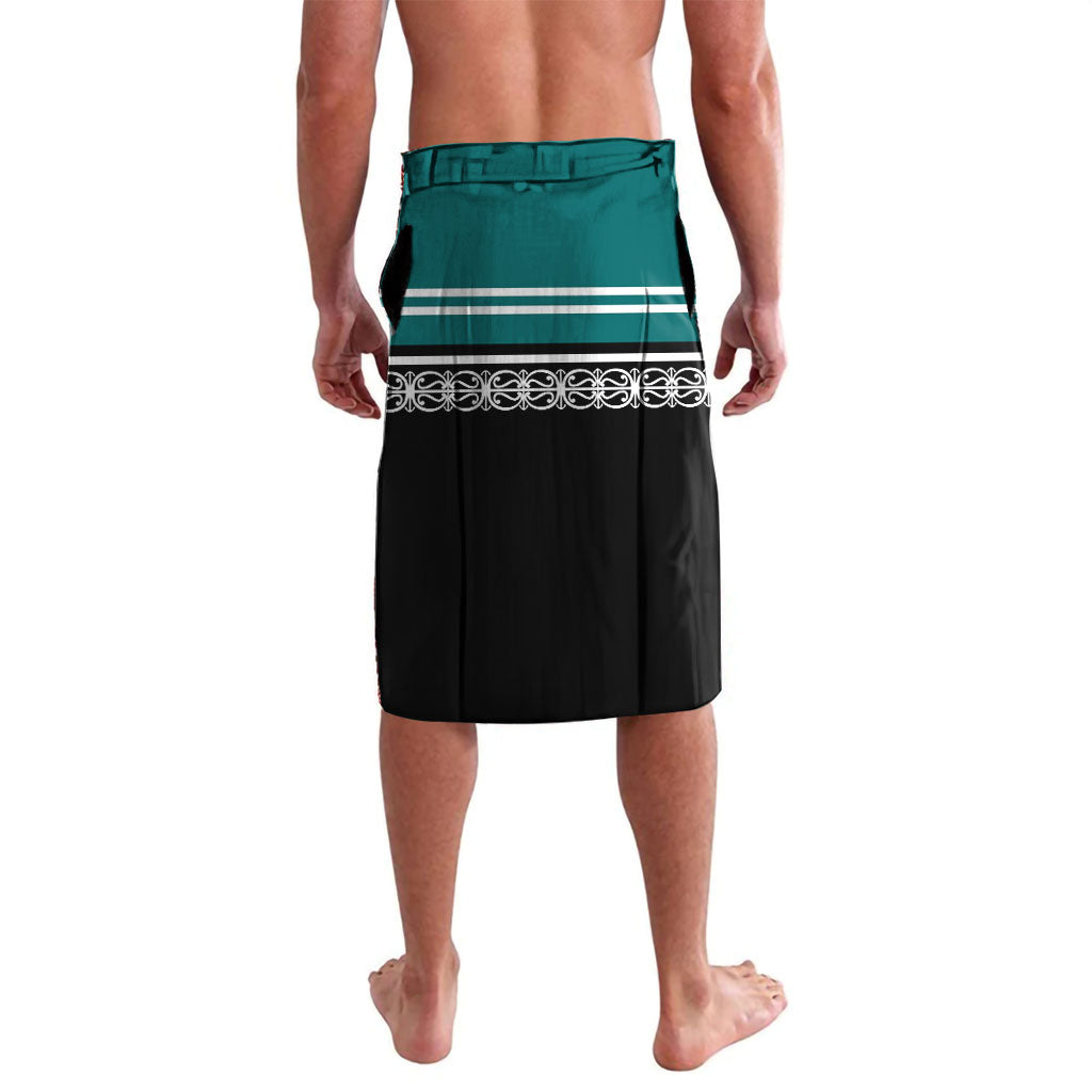 New Zealand Maori Rugby Custom Lavalava Aotearoa Koru Geometric - Oceanic Color