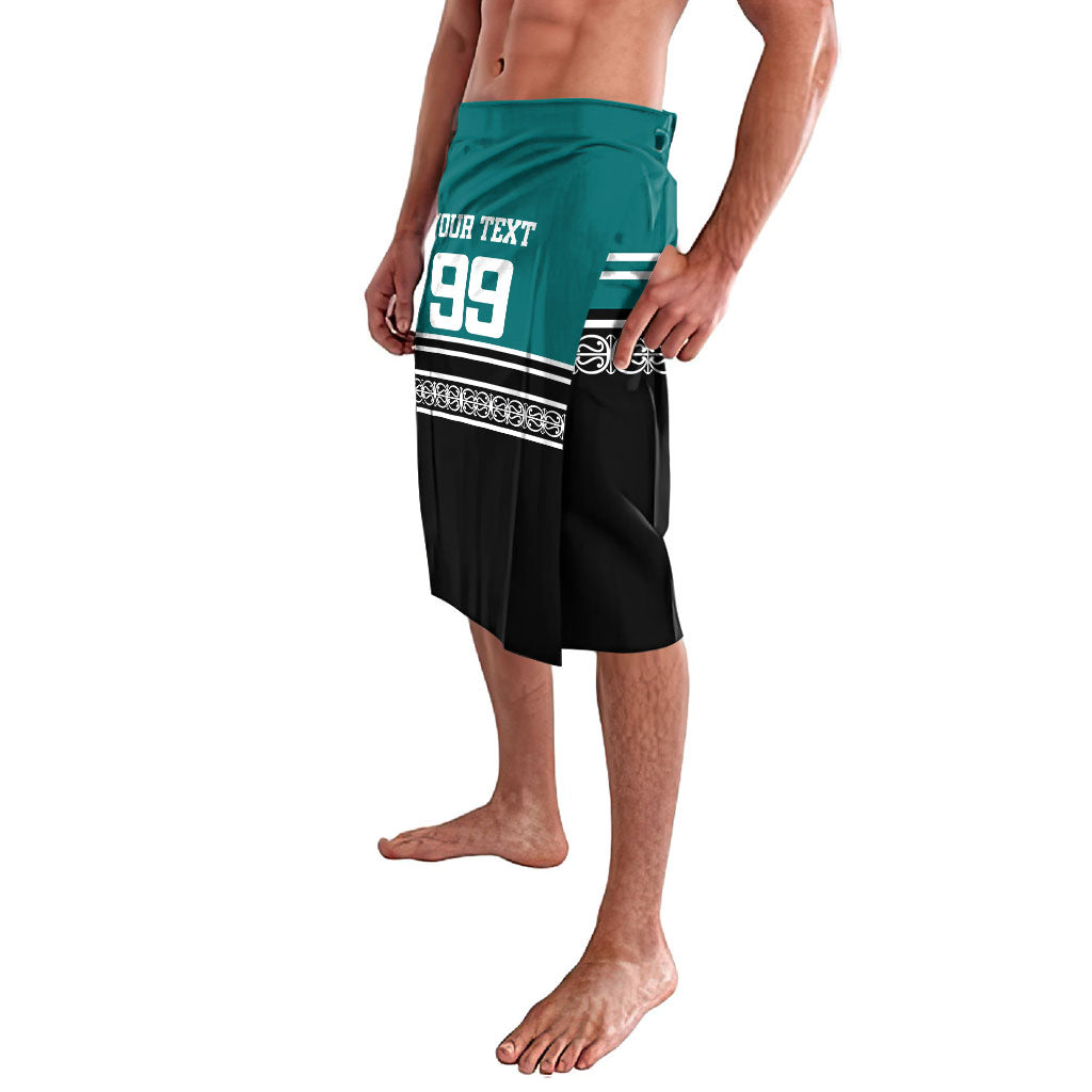 New Zealand Maori Rugby Custom Lavalava Aotearoa Koru Geometric - Oceanic Color
