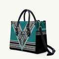 New Zealand Maori Rugby Leather Bag Aotearoa Koru Geometric - Oceanic Color