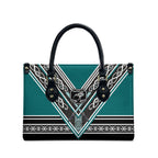 New Zealand Maori Rugby Leather Bag Aotearoa Koru Geometric - Oceanic Color