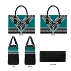 New Zealand Maori Rugby Leather Bag Aotearoa Koru Geometric - Oceanic Color