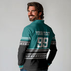 New Zealand Maori Rugby Custom Long Sleeve Polo Shirt Aotearoa Koru Geometric - Oceanic Color