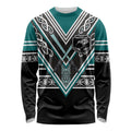 New Zealand Maori Rugby Custom Long Sleeve Shirt Aotearoa Koru Geometric - Oceanic Color