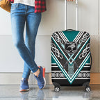 New Zealand Maori Rugby Luggage Cover Aotearoa Koru Geometric - Oceanic Color