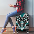 New Zealand Maori Rugby Luggage Cover Aotearoa Koru Geometric - Oceanic Color