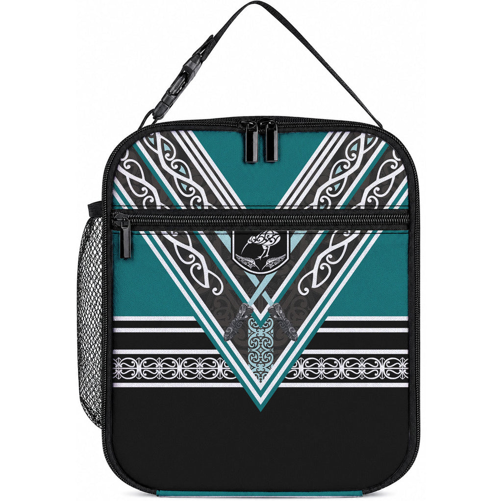 New Zealand Maori Rugby Lunch Bag Aotearoa Koru Geometric - Oceanic Color