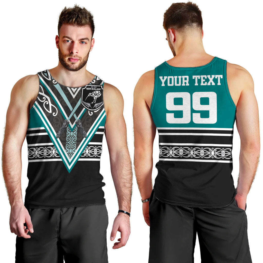 New Zealand Maori Rugby Custom Men Tank Top Aotearoa Koru Geometric - Oceanic Color