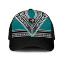 New Zealand Maori Rugby Mesh Trucker Cap Aotearoa Koru Geometric - Oceanic Color