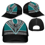 New Zealand Maori Rugby Mesh Trucker Cap Aotearoa Koru Geometric - Oceanic Color