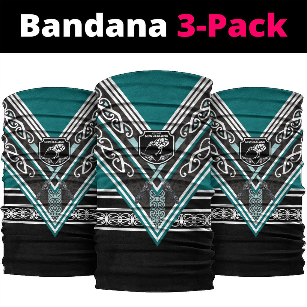 New Zealand Maori Rugby Neck Gaiter Aotearoa Koru Geometric - Oceanic Color