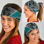New Zealand Maori Rugby Neck Gaiter Aotearoa Koru Geometric - Oceanic Color
