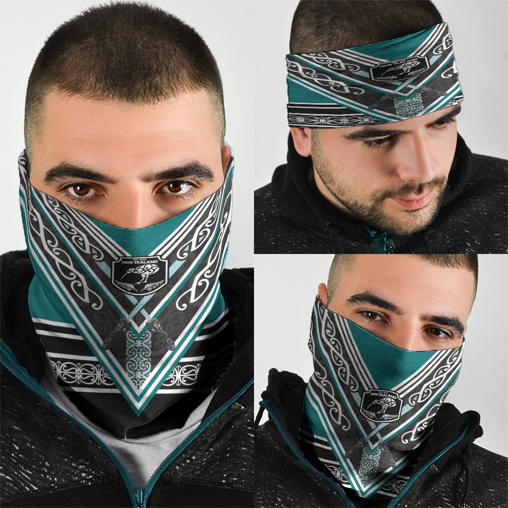 New Zealand Maori Rugby Neck Gaiter Aotearoa Koru Geometric - Oceanic Color