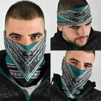 New Zealand Maori Rugby Neck Gaiter Aotearoa Koru Geometric - Oceanic Color