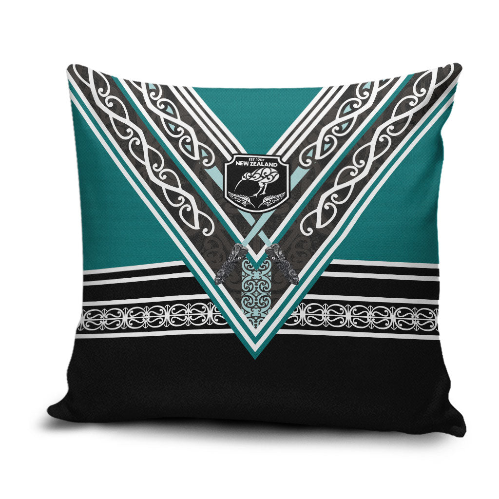 New Zealand Maori Rugby Pillow Cover Aotearoa Koru Geometric - Oceanic Color