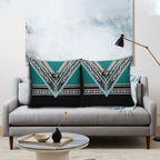 New Zealand Maori Rugby Pillow Cover Aotearoa Koru Geometric - Oceanic Color