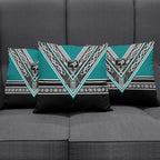 New Zealand Maori Rugby Pillow Cover Aotearoa Koru Geometric - Oceanic Color