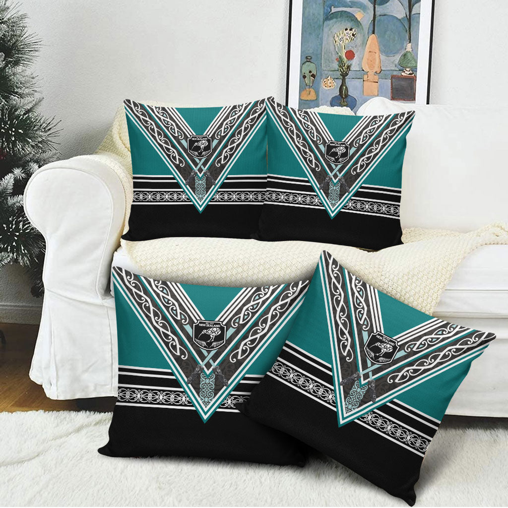 New Zealand Maori Rugby Pillow Cover Aotearoa Koru Geometric - Oceanic Color