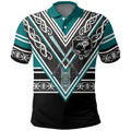 New Zealand Maori Rugby Custom Polo Shirt Aotearoa Koru Geometric - Oceanic Color