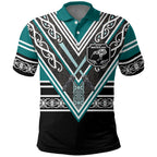 New Zealand Maori Rugby Custom Polo Shirt Aotearoa Koru Geometric - Oceanic Color