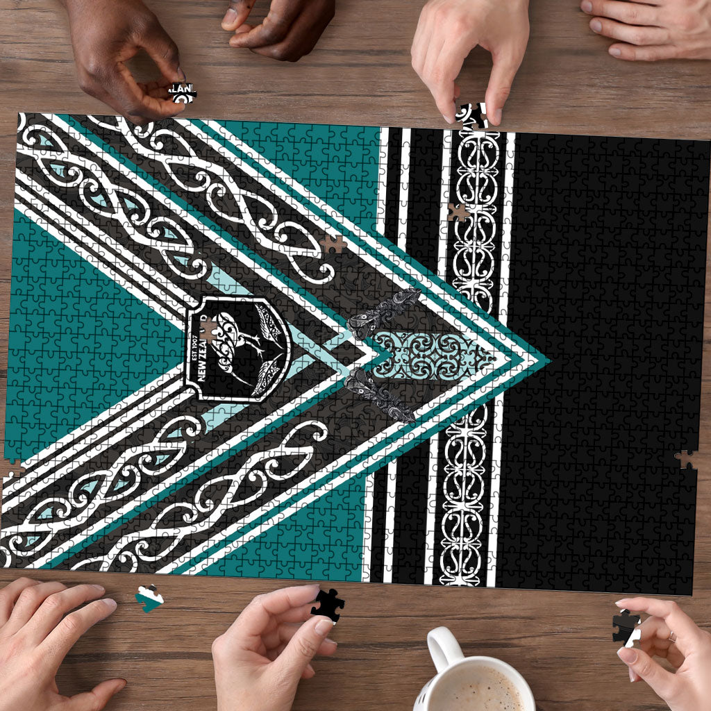 New Zealand Maori Rugby Puzzle Aotearoa Koru Geometric - Oceanic Color