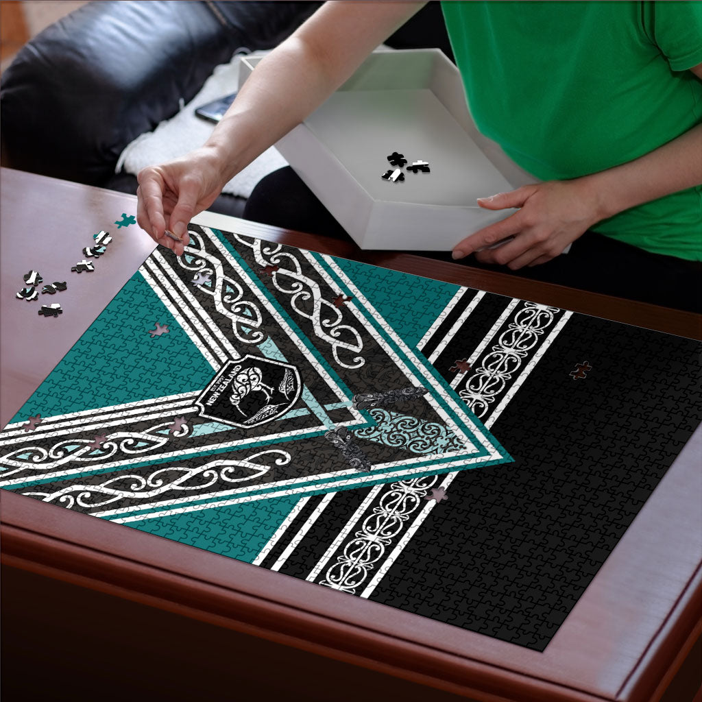 New Zealand Maori Rugby Puzzle Aotearoa Koru Geometric - Oceanic Color