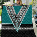 New Zealand Maori Rugby Quilt Aotearoa Koru Geometric - Oceanic Color