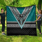 New Zealand Maori Rugby Quilt Aotearoa Koru Geometric - Oceanic Color