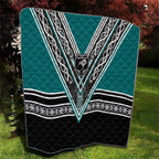 New Zealand Maori Rugby Quilt Aotearoa Koru Geometric - Oceanic Color