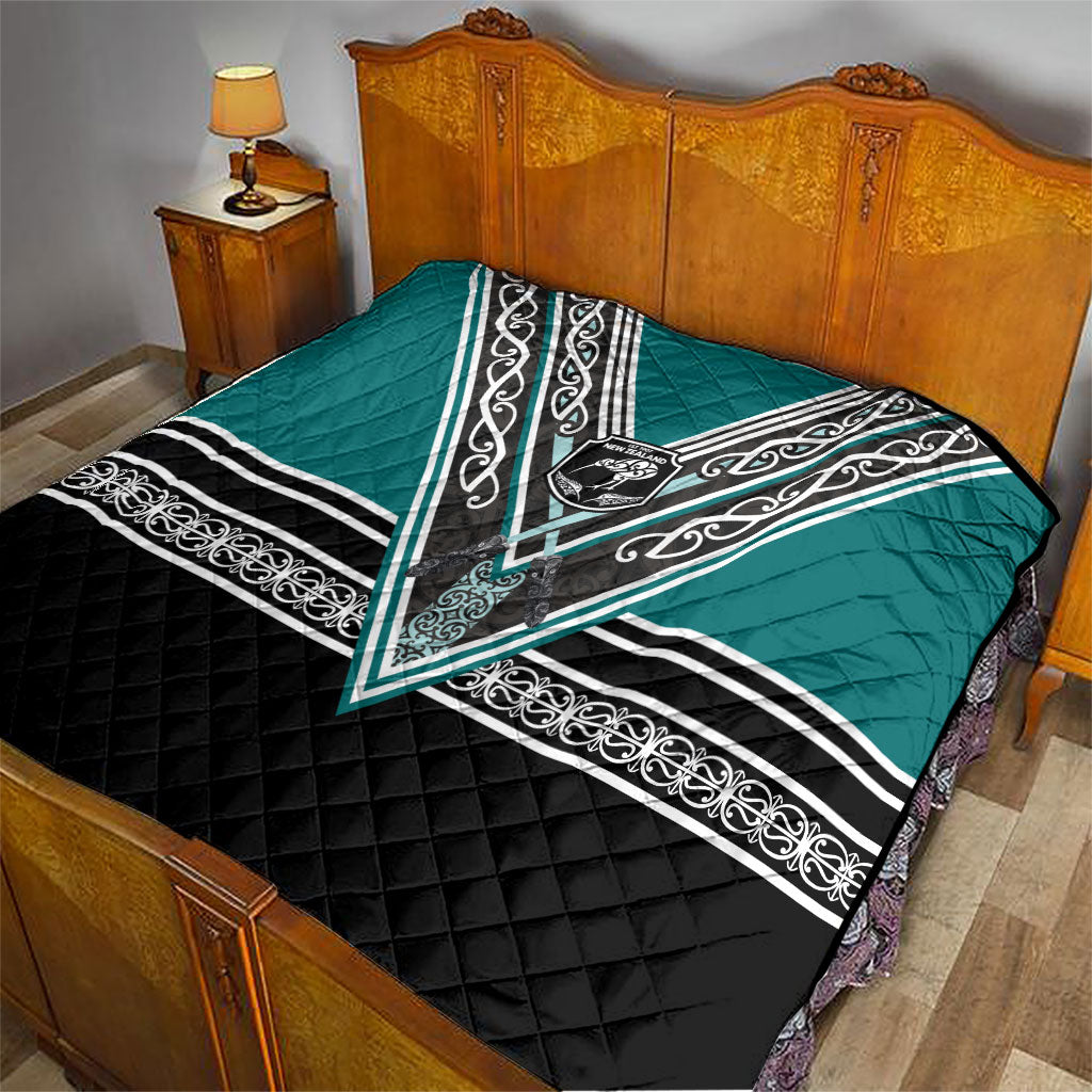 New Zealand Maori Rugby Quilt Aotearoa Koru Geometric - Oceanic Color