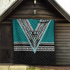New Zealand Maori Rugby Quilt Aotearoa Koru Geometric - Oceanic Color
