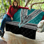 New Zealand Maori Rugby Quilt Aotearoa Koru Geometric - Oceanic Color